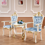 欧式餐椅 接待椅 椅子新古典 售楼部洽谈椅 实木家具白色描金蓝色