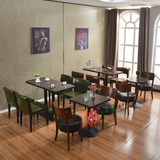 咖啡厅桌椅组合复古西餐厅桌椅奶茶店甜品店仿木椅子快餐饭店凳子