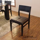高档实木水曲柳餐椅 整装黑色椅子简约时尚现代风格 pu皮坐垫
