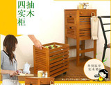 实木餐边柜 可移动多斗柜 简约四抽实木柜 蔬菜储物收纳柜 免安装