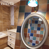 欧式简约椭圆树脂壁挂浴室镜卫生间镜子欧式卫浴化妆镜厕所挂镜