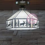 北欧创意吸顶灯美式乡村麋鹿灯具单头入户花园衣帽间走廊简约灯