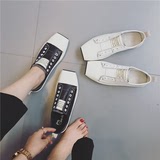 新款韩版小白鞋女真皮板鞋平底舒适帆布鞋时尚猪头鞋女生休闲鞋潮