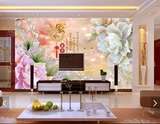 3D立体无缝无纺布自粘玄关墙纸壁纸壁画电视客厅背景墙贴家和富贵
