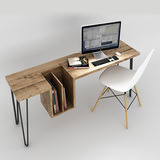 包邮实木宜家电脑桌 书桌简约书架带书柜实木家用办公桌 创意桌子