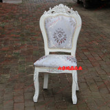 欧式餐椅田园韩式椅子休闲软包象牙白色实木餐椅酒店影楼梳妆凳子
