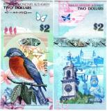 全新UNC 百慕大2元纸币 世界最佳纸币 蓝鸟 精美外国钱币 收藏