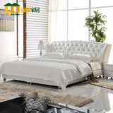 现代简约软床真皮床 双人床架 1.8米1.5米皮艺床水钻欧式时尚婚床
