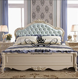 美式实木床欧式床新古典实木雕花软包床简欧床1.51.8米双人床婚床