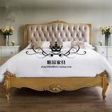 美式实木床双人床新古典橡木雕刻布艺软包床1.5/1.8米卧室婚床