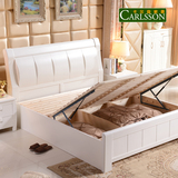 白色实木床 1.8米中式橡木储物高箱床 1.5m现代简约双人婚床家具