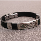 2016韩国BIGBANG 权志龙GD同款个性朋克硅胶手环钛钢能量学生手链