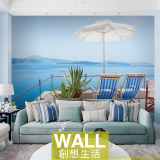 地中海风景大型3D立体壁画墙纸卧室客厅沙发电视餐厅背景个性定制