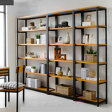 现代简约书架置物架简易客厅创意隔板烤漆钢木展示架组合书柜包邮