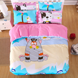 四件套全棉儿童卡通双人韩式简约纯棉男孩床上用品被套床单床笠三