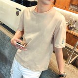 2016夏季新款韩版圆领男士短袖小清新纯色T恤 日系潮男半袖体恤衫