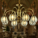 欧式吊灯全铜灯客厅灯具美式仿云石客厅灯具纯铜艺术灯复古餐厅灯