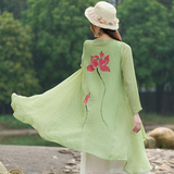 2016夏装新款民族风中国风女装复古手绘长袖棉麻开衫外套防晒衫女