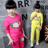 童装女童春款套装新款外套2016时尚小女孩两件套中小儿童韩版套装