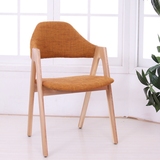 北欧简约亚麻实木餐椅现代小户型布艺靠背座椅宜家白橡木舒适凳子