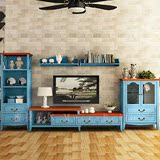 地中海电视柜 美式实木卧室地柜矮柜组合家具 田园电视柜 可定制