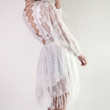 Lin 创造设计露背交叉绑带 年度首款度假风连衣裙灯笼袖宽松短裙