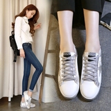 韩国做旧星星鞋小白鞋女真皮白色板鞋女鞋系带运动鞋休闲鞋脏鞋潮