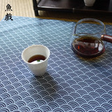 鱼戏 日本进口和服面料纯手工棉麻茶垫亚麻布艺茶席禅意茶垫桌旗