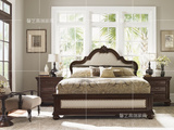 美式乡村实木橡木雕花1.8米床欧式复古做旧布艺小户型1.5高端婚床