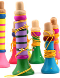 奥尔夫乐器 多彩木制小喇叭有声玩具 益智乐器玩具儿童吹奏玩具