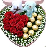 桐庐鲜花速递/9枝红玫瑰+9颗费列罗巧克力礼盒装