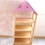 幼儿园儿童玩具柜 原木图书架 木制书柜 储物收拾架 木头收纳书柜