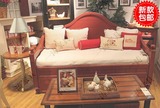 美式乡村地中海实木拖箱床 沙发床实木村家具 中国红儿童床现货