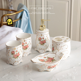 欧式陶瓷卫浴五件套装家居浴室用品洗漱口杯创意刷牙杯具结婚礼物
