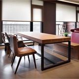 loft美式复古实木餐桌电脑桌铁艺书桌会议办公咖啡餐厅长桌椅组合