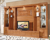 3.4米长 橡木电视柜简约 时尚影视墙柜 现代客厅地柜组合中式实木