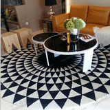简约现代宜家黑白格子圆形地毯客厅茶几玄关地毯卧室地毯满铺定制