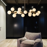 北欧简约客厅服装店创意个性dna分子长形玻璃球魔豆吊灯