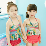 2016韩国儿童泳衣女童游泳衣幼儿分体裙式泳装女孩公主宝宝包邮
