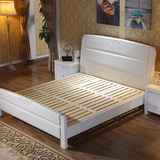 工匠 白色床全实木床双人1.8大床高档婚床简约现代加厚中式橡木床