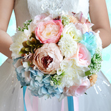 韩式新娘手捧花球创意仿真伴娘结婚绣球婚庆用品摄影道具丝带花束