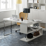 简约现代电脑桌 书房家具转角书柜书架书桌组合 烤漆旋转办公桌