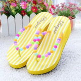韩国夏季人字拖女沙滩坡跟厚底防水防滑浴室可爱串珠人字拖鞋凉鞋