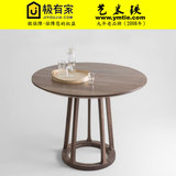美式复古实木折叠餐桌小户型欧式全实木4人圆形桌家用餐桌椅组合