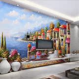 3D无缝大型壁画欧式田园地中海风格油画壁纸客厅电视沙发背景墙纸