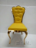 新款欧式餐椅不锈钢电镀香槟金餐桌椅 皮革拉扣椅子 后现代酒店椅