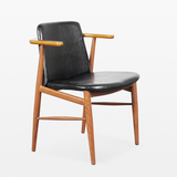简约现代 PU坐椅 创意高档办公椅 实木休闲洽谈椅 金属中式餐椅