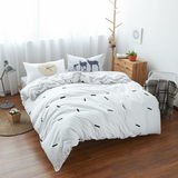 任意韩式纯棉床笠素色四件套 简约全棉4件套被套床单北欧床上用品