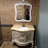 科勒欧式浴室柜组合 红橡木落地式卫浴柜 美式洗漱台洗手盆大理石