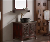 中式浴室柜实木台上盆落地式柜 洗漱台洗脸盆柜组合定做